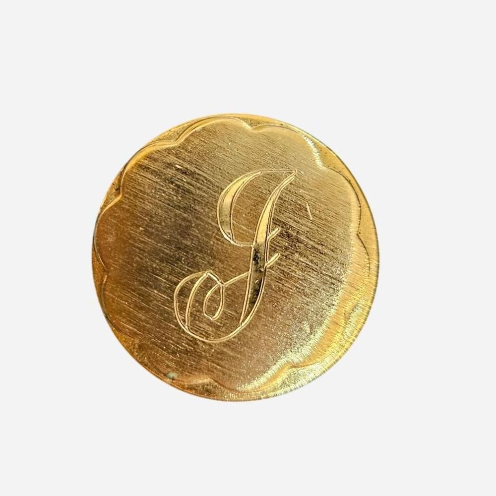 vintage cottagecore coquette J initial gold tone pin